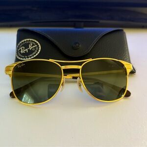 Vintage Ray-Ban Gold and Green Sunglasses
